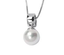 PENDENTIF EN ARGENT RHODIÉ SERTI DpiUNE PERLE DpiEAU DOUCE