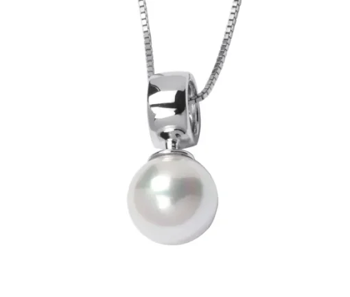 PENDENTIF EN ARGENT RHODIÉ SERTI DpiUNE PERLE DpiEAU DOUCE