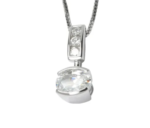 PENDENTIF EN ARGENT RHODIÉ SERTI DE CUBIQUES ZIRCONIAS