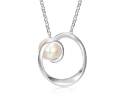 PENDENTIF EN ARGENT RHODIÉ SERTI DpiUNE PERLE DpiEAU DOUCE