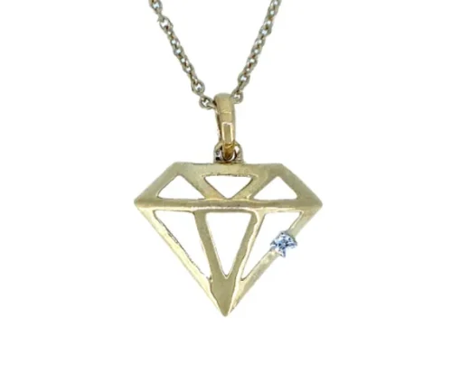 PENDENTIF EN OR À MODÈLES AJOURÉS VARIÉS SERTI DpiUN DIAMANT