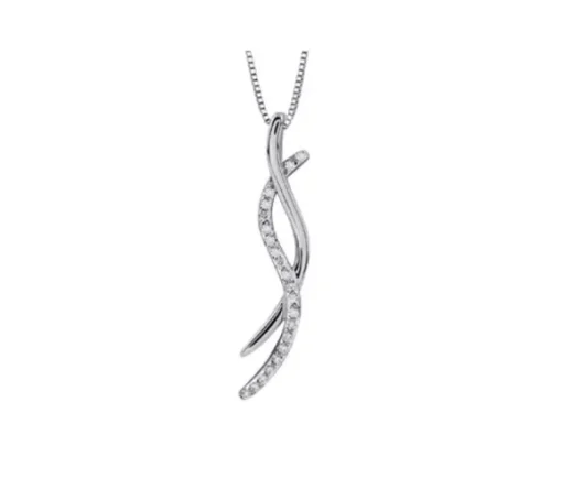 PENDENTIF EN OR 2 TONS OU TOUT BLANC SERTI DE DIAMANTS
