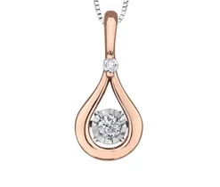 PENDENTIF EN OR 2 TONS ROSE SERTI DE DIAMANTS