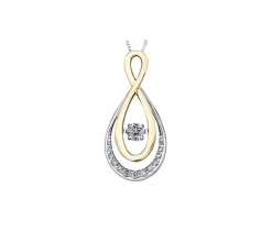 PENDENTIF EN OR 2 TONS SERTI DpiUN DIAMANT CANADIEN DANSANT ET DE DIAMANTS