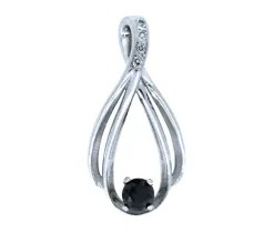 PENDENTIF EN OR BLANC SERTI DpiUN DIAMANT NOIR DE DIAMANTS