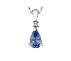 PENDENTIF EN OR BLANC SERTI DpiUNE TANZANITE ET DE DIAMANTS