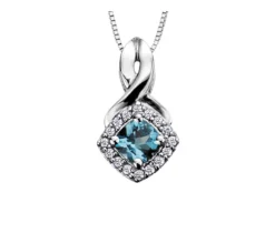 PENDENTIF EN OR BLANC SERTI DE PIERRES DE NAISSANCE VARIÉES ET DE DIAMANTS