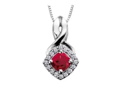 PENDENTIF EN OR BLANC SERTI DE PIERRES DE NAISSANCE VARIÉES ET DE DIAMANTS