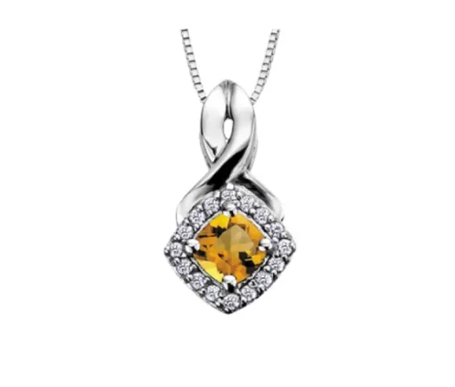PENDENTIF EN OR BLANC SERTI DE PIERRES DE NAISSANCE VARIÉES ET DE DIAMANTS