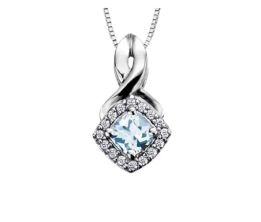 PENDENTIF EN OR BLANC SERTI DE PIERRES DE NAISSANCE VARIÉES ET DE DIAMANTS