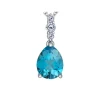 PENDENTIF EN OR BLANC SERTI DpiUN TOPAZE BLEU ET DE DIAMANTS CANADIENS