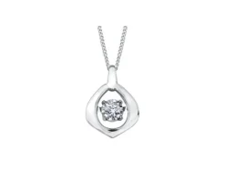 PENDENTIF EN OR BLANC SERTI DpiUN DIAMANT DANSANT