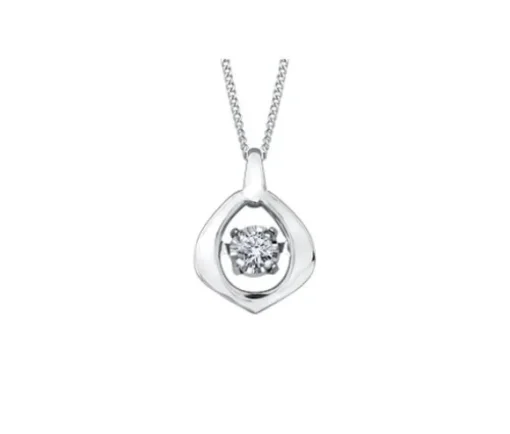 PENDENTIF EN OR BLANC SERTI DpiUN DIAMANT DANSANT
