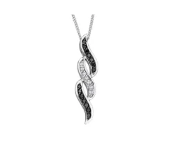 PENDENTIF EN OR BLANC SERTI DE DIAMANTS BLANCS ET NOIRS