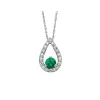 PENDENTIF EN OR BLANC SERTI DpiUNE ÉMERAUDE ET DE DIAMANTS