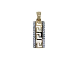 PENDENTIF EN OR 10K 2 TONS À MOTIF VERSACE SERTI DE CUBIQUES ZIRCONIAS