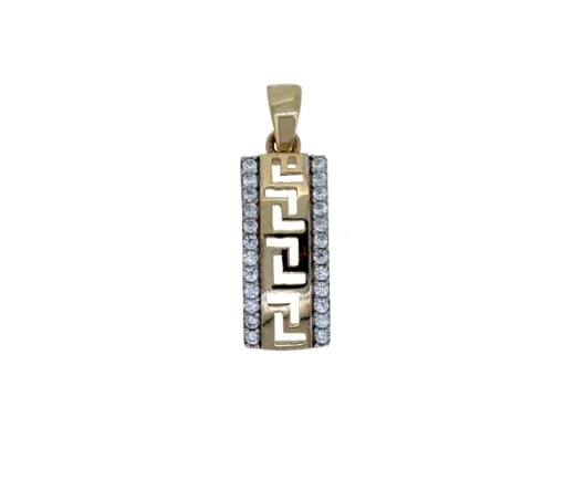 PENDENTIF EN OR 10K 2 TONS À MOTIF VERSACE SERTI DE CUBIQUES ZIRCONIAS