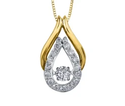 PENDENTIF EN OR 10K 2 TONS SERTI DpiUN DIAMANT CANADIEN DANSANT ET DE DIAMANTS