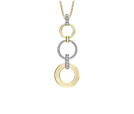 PENDENTIF EN OR 10K 2 TONS SERTI DE DIAMANTS
