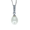 PENDENTIF EN OR 14K BLANC SERTI DpiUNE PERLE DpiEAU DOUCE ET DE DIAMANTS