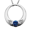 PENDENTIF EN OR 10K BLANC SERTI DpiUNE PIERRE DE NAISSANCE ET DE DIAMANTS