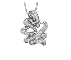 PENDENTIF EN OR 10K BLANC SERTI DE DIAMANTS