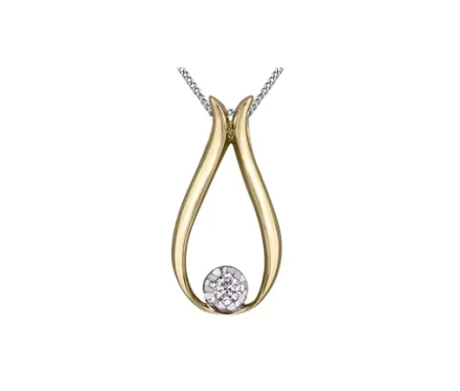 PENDENTIF EN OR 10K SERTI DpiUN DIAMANT CANADIEN