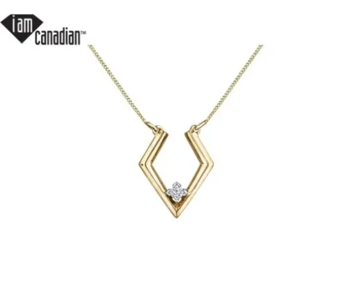 PENDENTIF EN OR 10K SERTI DpiUN DIAMANT CANADIEN