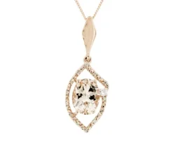 PENDENTIF EN OR ROSE SERTI DpiUNE MORGANITE ET DIAMANT CANADIEN