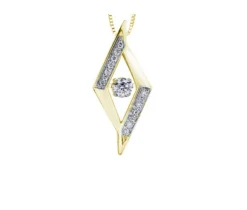 PENDENTIF EN OR SERTI DpiUN DIAMANT DANSANT ET DE DIAMANTS