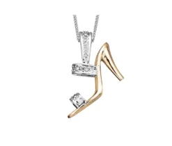 PENDENTIF ESCARPIN EN OR 2 TONS SERTI DE DIAMANTS