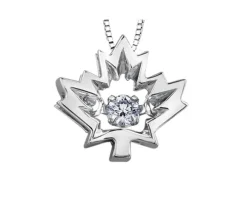 PENDENTIF FEUILLE DpiÉRABLE EN OR SERTI DpiUN DIAMANT CANADIEN DANSANT