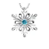 PENDENTIF FLOCON EN ARGENT RHODIÉ SERTI DpiUN TOPAZE BLEU DANSANT ET DE DIAMANTS
