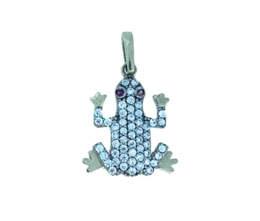 PENDENTIF GRENOUILLE EN OR SERTI DE CUBIQUES ZIRCONIAS