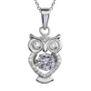 PENDENTIF HIBOU EN ARGENT RHODIÉ SERTI DE CUBIQUES ZIRCONIAS DONT UN DANSANT