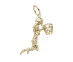 PENDENTIF JOUEUSE DE BASKETBALL EN ARGENT OU EN OR