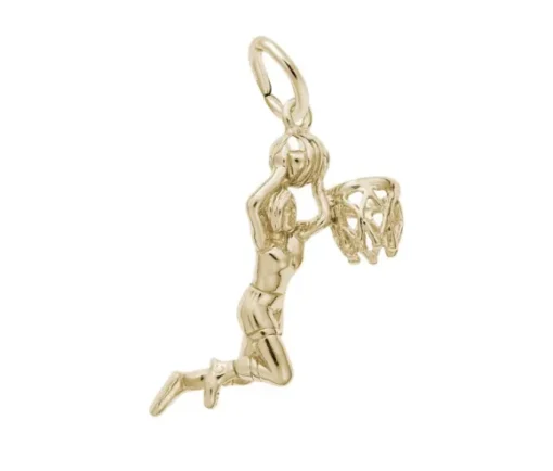 PENDENTIF JOUEUSE DE BASKETBALL EN ARGENT OU EN OR