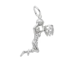 PENDENTIF JOUEUSE DE BASKETBALL EN ARGENT OU EN OR