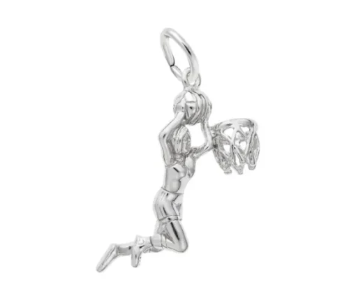 PENDENTIF JOUEUSE DE BASKETBALL EN ARGENT OU EN OR