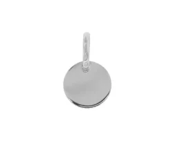PENDENTIF 10K BLANC PLAQUE RONDE 8MM
