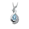 PENDENTIF 10K BLANC SERTI DpiUNE AIGUE-MARINE ET DE DIAMANTS