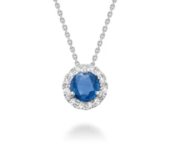PENDENTIF 10K 0,08CT DIAMANT 0.45 SAPHIR
