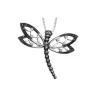 PENDENTIF LIBELLULE EN OR BLANC SERTI DE DIAMANTS NOIRS ET BLANCS