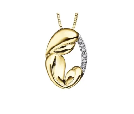 PENDENTIF MÈRE/ENFANT EN OR JAUNE SERTI DE DIAMANTS