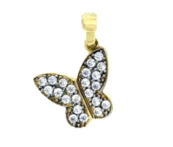 PENDENTIF PAPILLON EN OR SERTI DE CUBIQUES ZIRCONIAS