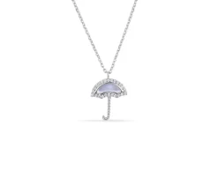 PENDENTIF PARAPLUIE EN ARGENT RHODIÉ SERTI DE NACRE DE PERLE SYNTHÉTIQUE ET DE CUBIQUES ZIRCONIAS