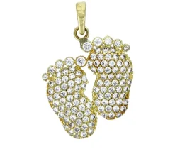PENDENTIF PETITS PIEDS EN OR SERTI DE CUBIQUES ZIRCONIAS
