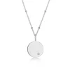 PENDENTIF PLAQUE RONDE EN ARGENT RHODIÉ SERTI DpiUN CUBIQUE ZIRCONIA ET SA CHAINE