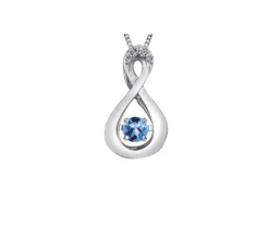 PENDENTIF PULSE EN OR SERTI DpiUNE PIERRE DE NAISSANCE DIVERSE ET DE DIAMANTS