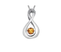 PENDENTIF PULSE EN OR SERTI DpiUNE PIERRE DE NAISSANCE DIVERSE ET DE DIAMANTS